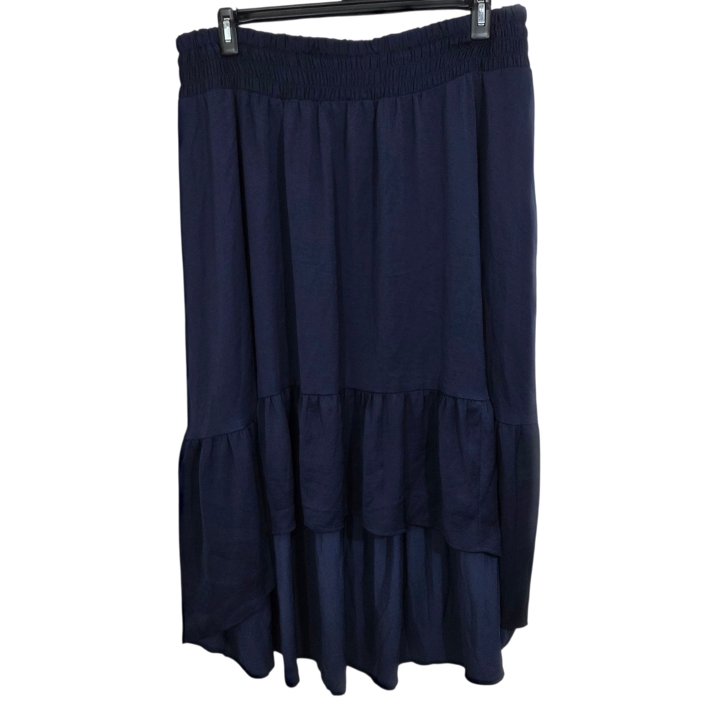 NWT Lane Bryant Hi Low Midi Maxi Blue Tiered Skirt Pull On Size 18 / 20 Boho